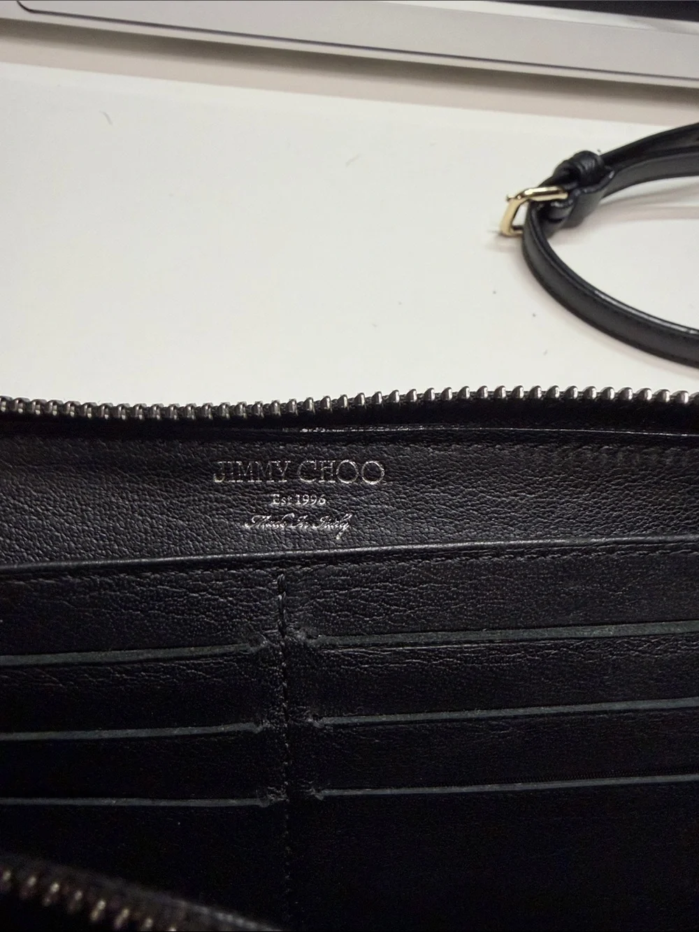 Jimmy Choo Black Leather Star-Studded Zip Wallet